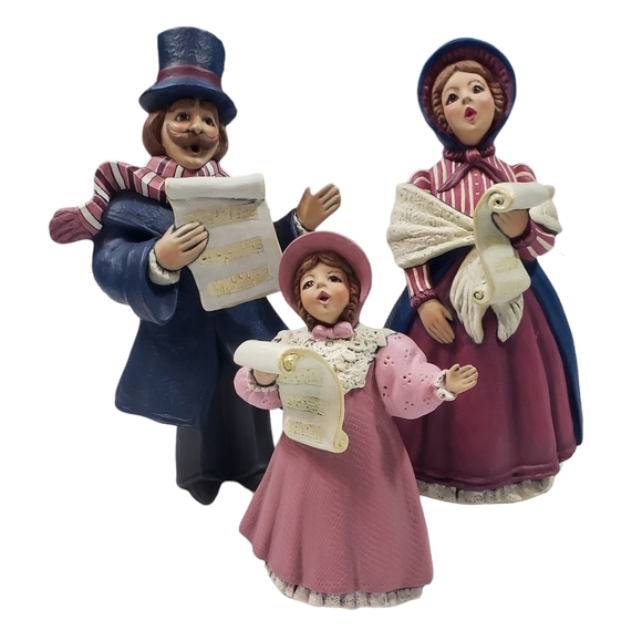 Victorian Ceramic Figurines Family Christmas Carolers Singers Decor Display